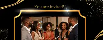 banner with a photo of a group of people in a social setting